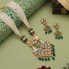 Green Color Meena Work Matte Gold Rajwadi Temple Necklace Set (TPLN720GRN)