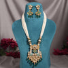 Green Color Meena Work Matte Gold Rajwadi Temple Necklace Set (TPLN720GRN)