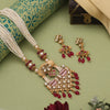 Rani Color Meena Work Matte Gold Rajwadi Temple Necklace Set (TPLN720RNI)