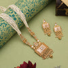 Gold Color Meena Work Matte Gold Rajwadi Temple Necklace Set (TPLN721GLD)