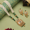 Green Color Meena Work Matte Gold Rajwadi Temple Necklace Set (TPLN721GRN)