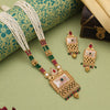 Rani & Green Color Meena Work Matte Gold Rajwadi Temple Necklace Set (TPLN721RNIGRN)