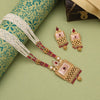 Rani Color Meena Work Matte Gold Rajwadi Temple Necklace Set (TPLN721RNI)