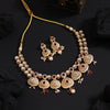 Rani Color Matte Gold Rajwadi Temple Necklace Set (TPLN723RNI)