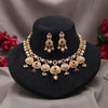 Rani Color Matte Gold Rajwadi Temple Necklace Set (TPLN723RNI)