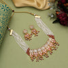 Pink Color Meena Work Matte Gold Rajwadi Temple Necklace Set (TPLN725PNK)