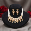 White Color Meena Work Matte Gold Rajwadi Temple Necklace Set (TPLN725WHT)