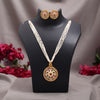 Multi Color Meena Work Matte Gold Rajwadi Temple Necklace Set (TPLN730MLT)