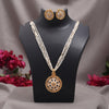 White Color Meena Work Matte Gold Rajwadi Temple Necklace Set (TPLN730WHT)