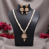 Gold Color Meena Work Matte Gold Rajwadi Temple Necklace Set (TPLN731GLD)