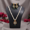 Green Color Meena Work Matte Gold Rajwadi Temple Necklace Set (TPLN731GRN)