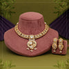 Gold Color Matte Gold Rajwadi Temple Necklace Set