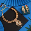 Rani & Green Color Matte Gold Rajwadi Temple Necklace Set