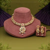 Rani & Green Color Matte Gold Rajwadi Temple Necklace Set