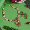 Rani & Green Color Matte Gold Rajwadi Temple Necklace Set