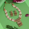 Rani Color Matte Gold Rajwadi Temple Necklace Set