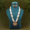 Rani & Green Color Long Matte Gold Rajwadi Temple Necklace Set