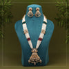 Rani & Green Color Long Matte Gold Rajwadi Temple Necklace Set