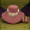 Rani & Green Color Meena Work Matte Gold Rajwadi Temple Necklace Set