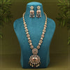 Rani & Green Color Meena Work Long Matte Gold Rajwadi Temple Necklace Set