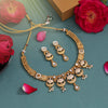 White Color Matte Gold Rajwadi Temple Necklace Set