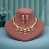 White Color Matte Gold Rajwadi Temple Necklace Set