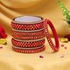 Red Color 3 Set Of Thread Work Bangles Combo Size: 2.4, 2.6, 2.8 (TRB114CMB)