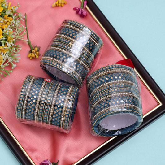 Rama Green Color 3 Set Of Thread Work Bangles Combo Size: 2.4, 2.6, 2.8 (TRB118CMB)