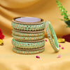 Parrot Green Color 2 Set Of Thread Work Bangles Combo Size: 2.4, 2.6 (TRB119CMB)