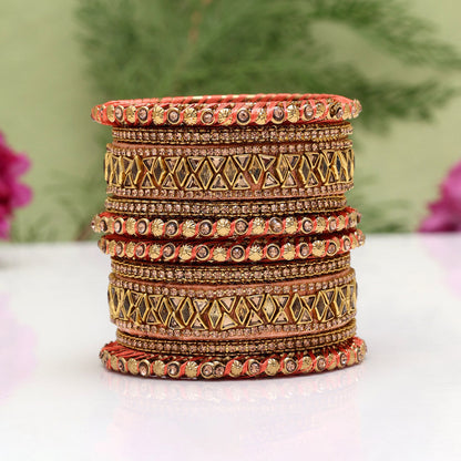 Assorted Color 3 Set Of Bangles Combo Size (1 Set Of 2.8, 1 Set Of 2.10, 1 Set Of 2.12)