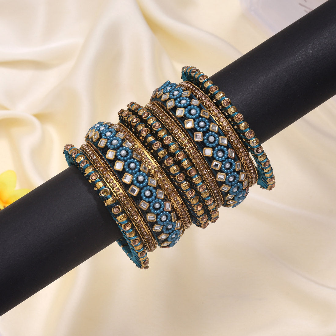 Assorted Color 3 Set Of Bangles Combo Size (1 Set Of 2.8, 1 Set Of 2.10, 1 Set Of 2.12)