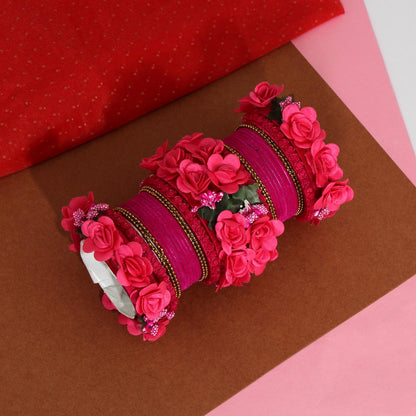 Rani Color Floral Bangles Set: 2.4 (TRB157RNI-2.4)