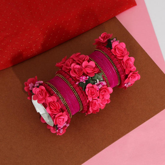 Rani Color Floral Bangles Set: 2.4 (TRB157RNI-2.4)