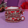 Red Color Thread Bangle Set: 2.6 (TRB171RED-2.6)