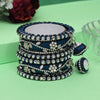 Turquoise Blue Color Thread Bangle Set: 2.4 (TRB171TBLU-2.4)