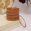 Peach Color Velvet Work Bangle Set: 2.6 (TRB177PCH-2.6)