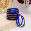 Blue Color Velvet Work Bangle Set: 2.4 (TRB178BLU-2.4)