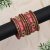 Dark Peach Color Thread Bangle Set: 2.10 (TRB179DPCH-2.10)