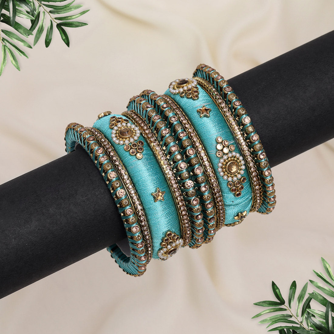 Light Green Color Thread Bangle Set: 2.10 (TRB179LGRN-2.10)