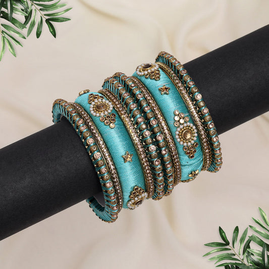 Light Green Color Thread Bangle Set: 2.10 (TRB179LGRN-2.10)