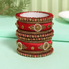 Red Color Thread Bangle Set: 2.4 (TRB179RED-2.4)