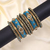 Turquoise Blue Color Thread Bangle Set: 2.4 (TRB179TBLU-2.4)