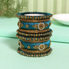 Turquoise Blue Color Thread Bangle Set: 2.4 (TRB179TBLU-2.4)