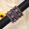 Blue Color Velvet Work Bangle Set: 2.4 (TRB180BLU-2.4)