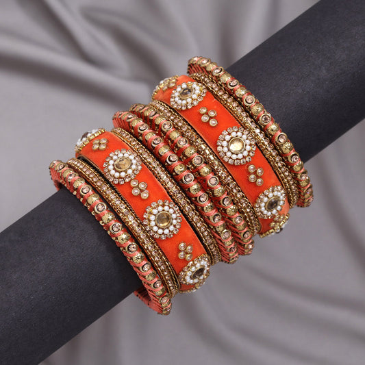 Orange Color Thread Bangle Set: 2.10 (TRB180ORG-2.10)