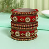 Red Color Velvet Work Bangle Set: 2.4 (TRB180RED-2.4)