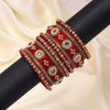 Red Color Velvet Work Bangle Set: 2.12 (TRB180RED-2.12)