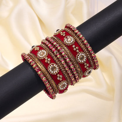 Rani Color Velvet Work Bangle Set: 2.6 (TRB180RNI-2.6)