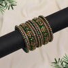 Green Color Velvet Work Bangle Set: 2.10 (TRB181DGRN-2.10)