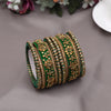 Green Color Velvet Work Bangle Set: 2.10 (TRB181DGRN-2.10)